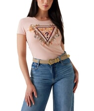 GUESS TRIANGLE FLOWERS Stretch-T-Shirt mit Aufdruck - T-Shirts und Tops f&uuml;r Damen