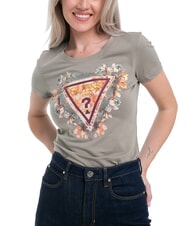 GUESS TRIANGLE FLOWERS Stretch-T-Shirt mit Aufdruck - T-Shirts und Tops f&uuml;r Damen