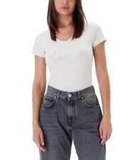 GUESS SCRIPT Kurzarm-T-Shirt ged&auml;mpfter Stein - T-Shirts und Tops f&uuml;r Damen - 1