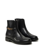 TOMMY HILFIGER TH CHAIN Niedrige Lederstiefeletten mit Rei&szlig;verschluss Schwarz - Damenschuhe - 1