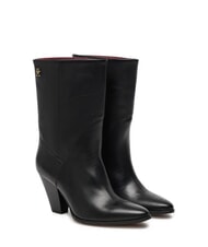 TOMMY HILFIGER MID COWBOY Lederstiefeletten mit Absatz Schwarz - Damenschuhe - 1