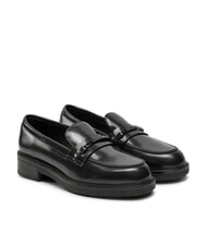 CALVIN KLEIN LOAFER BAR SAFF Lederslipper mit Saffiano-Einsatz - Damenschuhe