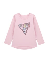 GUESS KIDS Lang&auml;rmeliges T-Shirt mit Stickereien und Pailletten Zuckerwatte rosa - Kinder-T-Shirt - 1