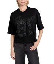 GUESS BELT WRAPPED Kurzarm-T-Shirt in Oversize-Passform jetbla - T-Shirts und Tops f&uuml;r Damen - 1