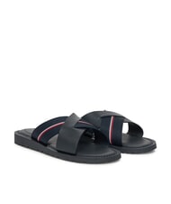 TOMMY HILFIGER TH Lederpantoffeln mit Logoband W&uuml;stenhimmel - Herrenschuhe - 1