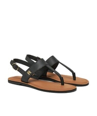 TOMMY HILFIGER TH Leder-Flip-Flops Schwarz - Damenschuhe - 1