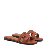 TOMMY HILFIGER TH LOGO STRAP Niedrige Lederpantoffeln Zimtrinde - Damenschuhe - 1