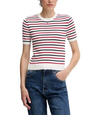 TOMMY HILFIGER TH JEANS Kurz&auml;rmeliges Baumwollhemd wei&szlig;/marineblau gestreift - T-Shirts und Tops f&uuml;r Damen - 1