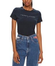 TOMMY HILFIGER SCRIPT LOGO Kurzarm-T-Shirt dunkle Nachtmarine - T-Shirts und Tops f&uuml;r Damen - 1
