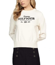 TOMMY HILFIGER TH Rundhalspullover mit Logo Elfenbeinbl&uuml;tenblatt - Damenpullover - 1