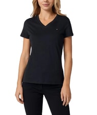 TOMMY HILFIGER TH Kurzarm-T-Shirt mit V-Ausschnitt blauer Denim - T-Shirts und Tops f&uuml;r Damen - 1