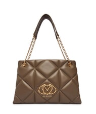 LOVE MOSCHINO EMBOSSED Schultertasche mit Kettenhenkeln Dreck - Damentaschen - 1