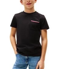 TOMMY HILFIGER TH KIDS Kurz&auml;rmeliges T-Shirt mit Tasche Schwarz - Kinder-T-Shirt - 1