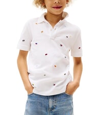 TOMMY HILFIGER TH KIDS Kurzarm-Poloshirt f&uuml;r Kinder mit Stickerei Wei&szlig; - Kinder-T-Shirt - 1