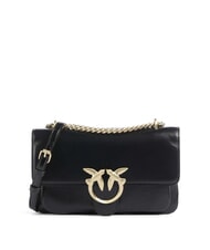 PINKO LOVE BAG Schmale Schultertasche aus Leder schwarze Limousine &ndash; mattes Gold - Damentaschen - 1