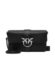 PINKO LOVE ONE Schultertasche aus Leder schwarze Limousine - mattsilber - Damentaschen - 1