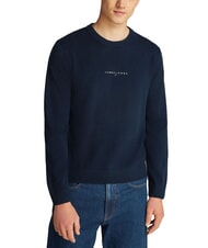 TOMMY HILFIGER TH JEANS Rundhalspullover mit Logostickerei dunkle Nachtmarine - Herrenpullover - 1