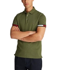 TOMMY HILFIGER TH Kurz&auml;rmeliges Poloshirt mit elastischem Logo Armeegr&uuml;n - Herren-Polo-Shirts/Herren-Polo-Shirt/Herrenpoloshirt/Herrenpoloshirts - 1