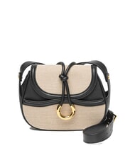 COCCINELLE CARMY CANVAS Schultertasche aus Leder und Canvas natur / schwarz - Damentaschen - 1