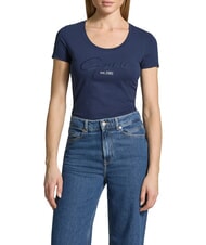 GUESS SCRIPT Baumwoll-T-Shirt blau geschw&auml;rzt - T-Shirts und Tops f&uuml;r Damen - 1