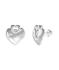 GUESS CRAZY IN LOVE Silberne Ohrringe, Herzmotiv mit Logo SILBER - Ohrringe - 1