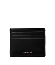 CALVIN KLEIN RAISED LOGO Flacher Kartenhalter aus Leder auf Schwarz - Brieftaschen Herren - 1