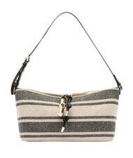 FURLA DEBBY Schultertasche, Leder und Leinen Indigot&ouml;ne - Damentaschen - 1