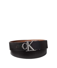 CALVIN KLEIN CK HARDWARE Wendbarer Lederg&uuml;rtel Schwarz/CK Cognac/Antiksilber - G&uuml;rtel - 1