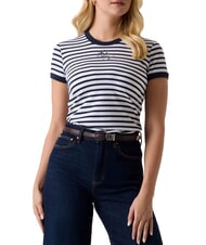GUESS STRIPED MINI 4G LOGO Gestreiftes T-Shirt - T-Shirts und Tops f&uuml;r Damen