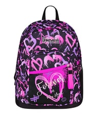 SEVEN LOVELY ELEMENTS Rucksack mit zwei F&auml;chern rosa Erdbeere - Rucks&auml;cke f&uuml;r Schule &amp; Freizeit - 1