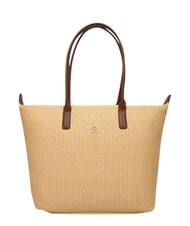 TOMMY HILFIGER POPETTE Schultertasche, XL Sand-Mono - Damentaschen - 1