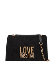 LOVE MOSCHINO PATCHY Schultertasche mit Kette Schwarz - Damentaschen - 1