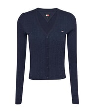 TOMMY HILFIGER TH JEANS Lang&auml;rmelige Strickjacke dunkle Nachtmarine-Melange - Damenpullover - 1
