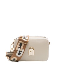 FURLA GARDENIA Kameratasche aus Leder mit Keria-Print Perlmutt- und Cognact&ouml;ne - Damentaschen - 1