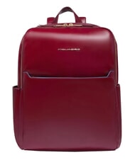 PIQUADRO BLUE SQUARE  14-Zoll-Laptop-Rucksack aus Leder ROT - PC-Rucks&auml;cke - 1