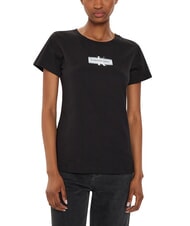 CALVIN KLEIN FADED MONOLOGO SLIM Kurzarm-T-Shirt Schwarz - T-Shirts und Tops f&uuml;r Damen - 1