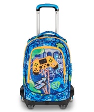 SJGANG JOYFUL PINS BOY  BLAUER DRUCK - Rucks&auml;cke mit Trolleyfunktion - 1