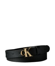 CALVIN KLEIN FACTED CK BUCKLE Lederg&uuml;rtel Schwarz / Antik-Hellgold - G&uuml;rtel - 1