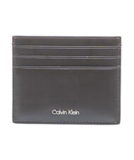 CALVIN KLEIN RAISED LOGO Flacher Kartenhalter aus Leder - Brieftaschen Herren