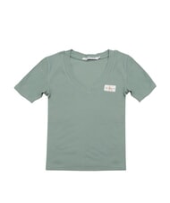 CALVIN KLEIN WOVEN LABEL Kurz&auml;rmeliges Baumwoll-T-Shirt grau - T-Shirts und Tops f&uuml;r Damen - 1