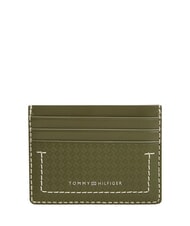 TOMMY HILFIGER TH MICRO FLAG Flacher Kartenhalter aus Leder Olivenholz - Brieftaschen Herren - 1
