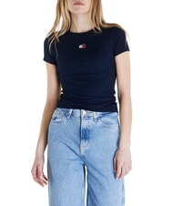TOMMY HILFIGER TH JEANS Geripptes Kurzarm-T-Shirt - T-Shirts und Tops f&uuml;r Damen