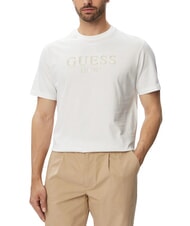 GUESS LOGO Kurzarm-T-Shirt aus reiner Baumwolle purwei&szlig; - Herren-T-Shirts - 1