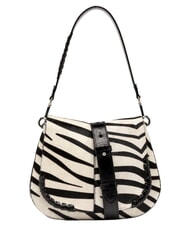 GIANNI CHIARINI HELENA ROUND Schultertasche aus Leder mit Schulterriemen schwarz-wei&szlig;es Zebra - Damentaschen - 1
