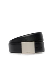 CALVIN KLEIN DRESS PLAQUE Lederg&uuml;rtel Schwarz / geb&uuml;rstetes Nickel - G&uuml;rtel - 1