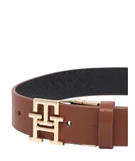 TOMMY HILFIGER TH LOGO Wendbarer Lederg&uuml;rtel mit Monogramm schwarzer Mono/Wintercognac - G&uuml;rtel - 1