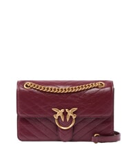 PINKO LOVE ONE LIGHT Mini-Stepptasche aus Leder intensives Johannisbeer-Antikgold - Damentaschen - 1