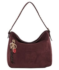 GAUD&Igrave; GRETA SUEDE Schultertasche mit Anh&auml;nger Burgund - Damentaschen - 1