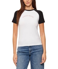 GUESS JEANS RAGLAN Baumwoll-T-Shirt purwei&szlig; - T-Shirts und Tops f&uuml;r Damen - 1