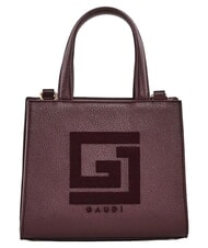 GAUD&Igrave; EMILY FLOCK Mini-Einkaufstasche mit Logo und Schultergurt Burgund - Damentaschen - 1